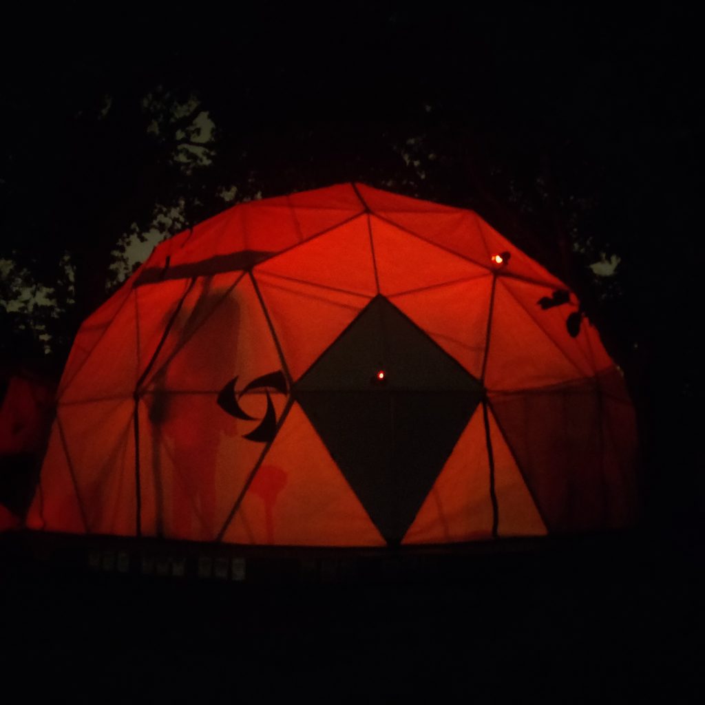 ISTIO-Dome interior illuminated at night